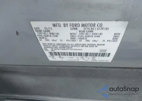 2015 Ford Explorer из США, поврежденный, VIN 1FM5K7B8XFGC59103